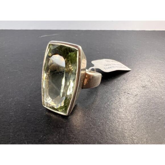 NEW cushion cut Prasiolite sterling silver ring size 7 - Picture 3 of 11